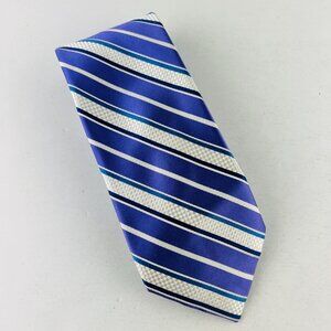 Croft & Barrow Stripes Necktie Tie Purple White Blue 100% Silk